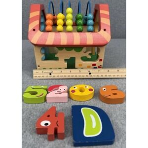 Wooden Shape Sorter House Bead Maze Activity Cube Numbers ABC Blocks